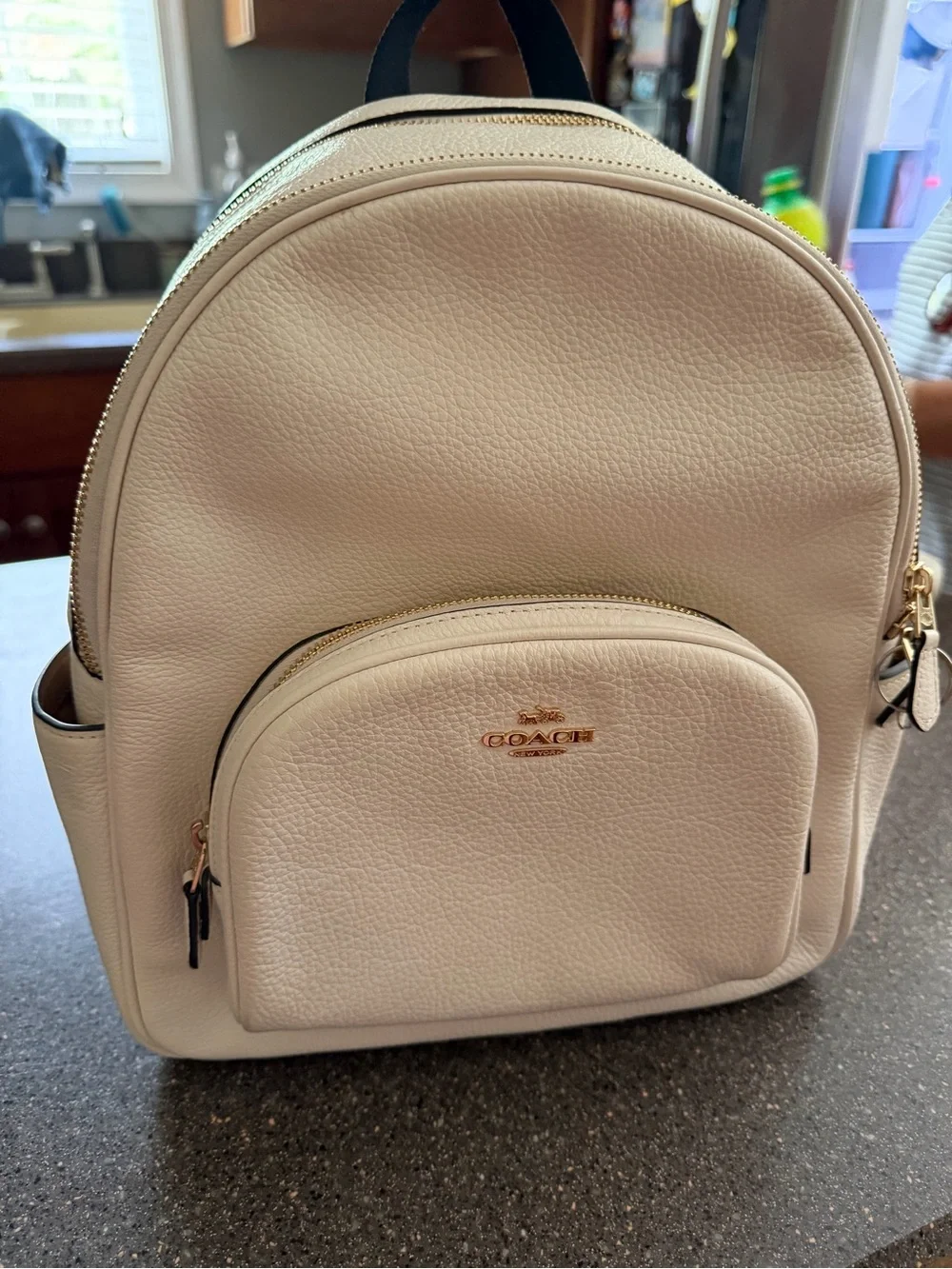 Coach Pebbled Leather Mini Backpack - Ivory Cream with Gold Hardware